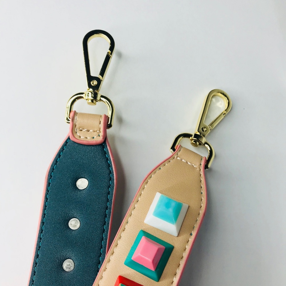 Beige Strap with Multicolor Square Rivets - Picture 5 of 7